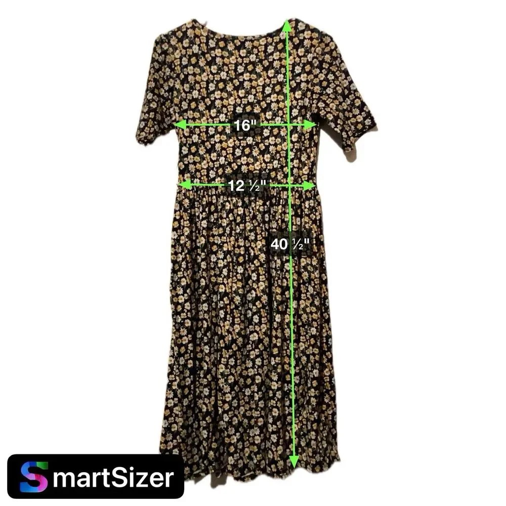 Vibe‎ Sportswear Yellow & Black Floral Soft Flowy Sun Dress Plus Size Large NEW